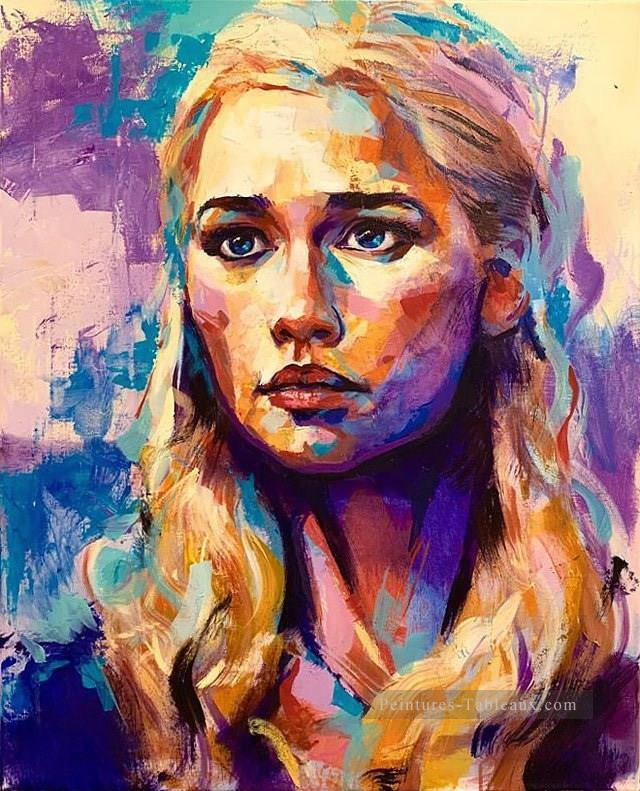 Portrait de Daenerys Targaryen coloré Le Trône de fer Peintures à l'huile